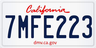 CA license plate 7MFE223