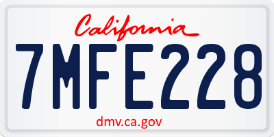 CA license plate 7MFE228