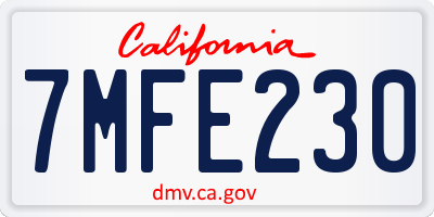 CA license plate 7MFE230