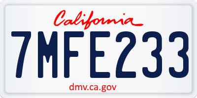 CA license plate 7MFE233