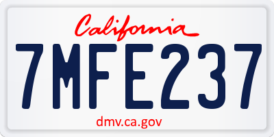 CA license plate 7MFE237