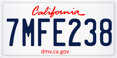 CA license plate 7MFE238