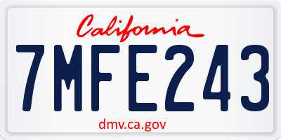 CA license plate 7MFE243