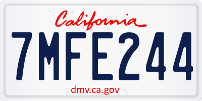 CA license plate 7MFE244