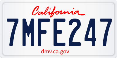 CA license plate 7MFE247