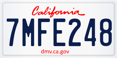 CA license plate 7MFE248