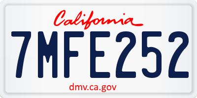 CA license plate 7MFE252