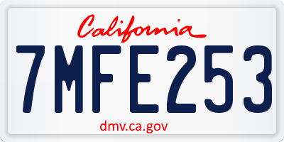 CA license plate 7MFE253