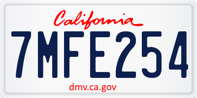 CA license plate 7MFE254