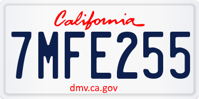 CA license plate 7MFE255