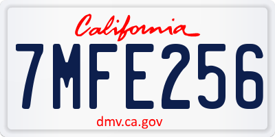 CA license plate 7MFE256