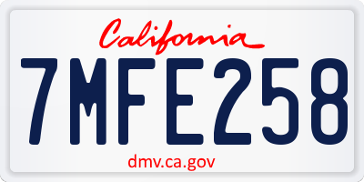 CA license plate 7MFE258