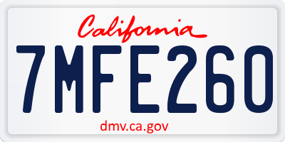 CA license plate 7MFE260