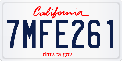 CA license plate 7MFE261