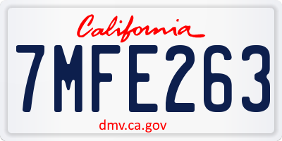 CA license plate 7MFE263