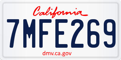 CA license plate 7MFE269