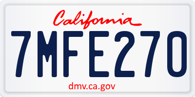 CA license plate 7MFE270