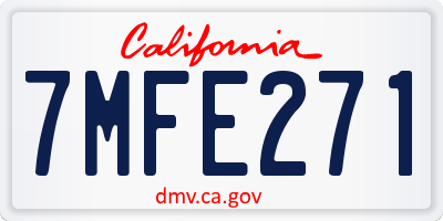 CA license plate 7MFE271