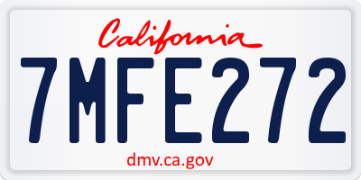 CA license plate 7MFE272