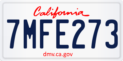 CA license plate 7MFE273