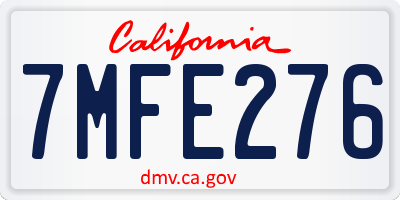 CA license plate 7MFE276