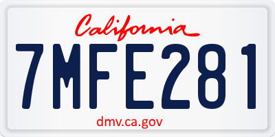 CA license plate 7MFE281