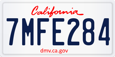 CA license plate 7MFE284