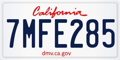 CA license plate 7MFE285