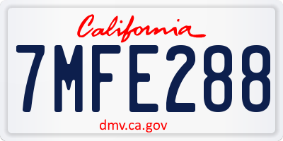 CA license plate 7MFE288