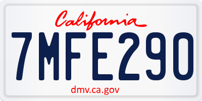 CA license plate 7MFE290