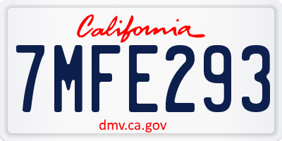 CA license plate 7MFE293