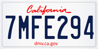 CA license plate 7MFE294