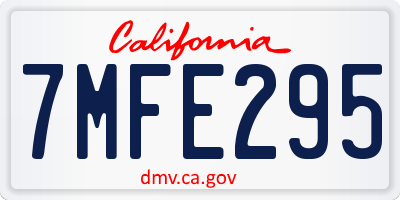 CA license plate 7MFE295