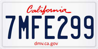 CA license plate 7MFE299