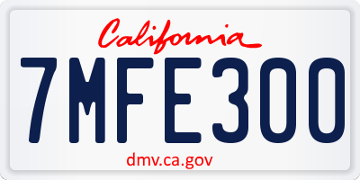 CA license plate 7MFE300
