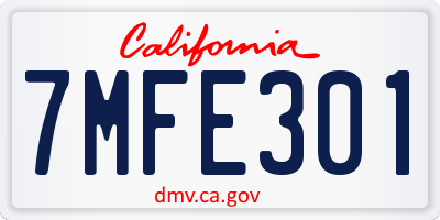 CA license plate 7MFE301