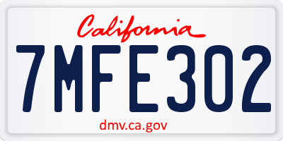 CA license plate 7MFE302