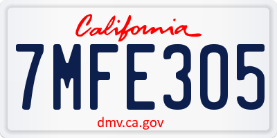 CA license plate 7MFE305