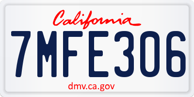 CA license plate 7MFE306
