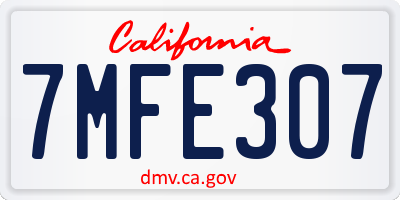 CA license plate 7MFE307
