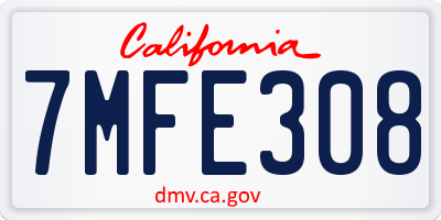 CA license plate 7MFE308