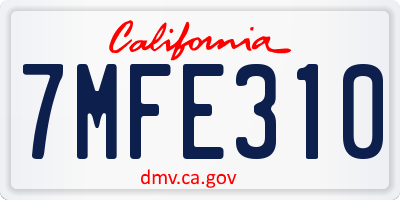 CA license plate 7MFE310
