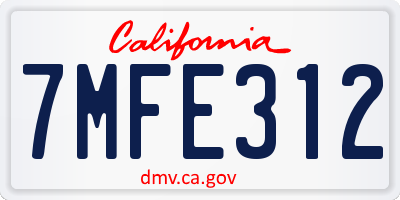 CA license plate 7MFE312