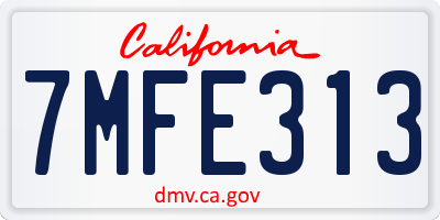 CA license plate 7MFE313