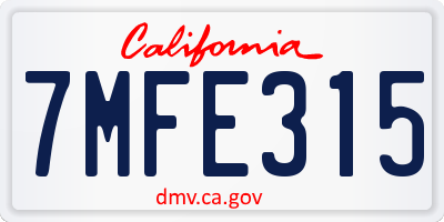 CA license plate 7MFE315