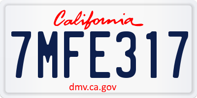 CA license plate 7MFE317
