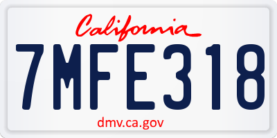 CA license plate 7MFE318