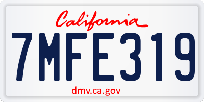 CA license plate 7MFE319