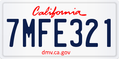 CA license plate 7MFE321
