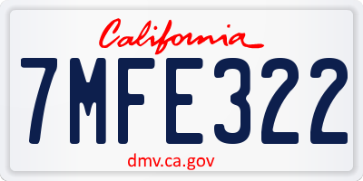 CA license plate 7MFE322